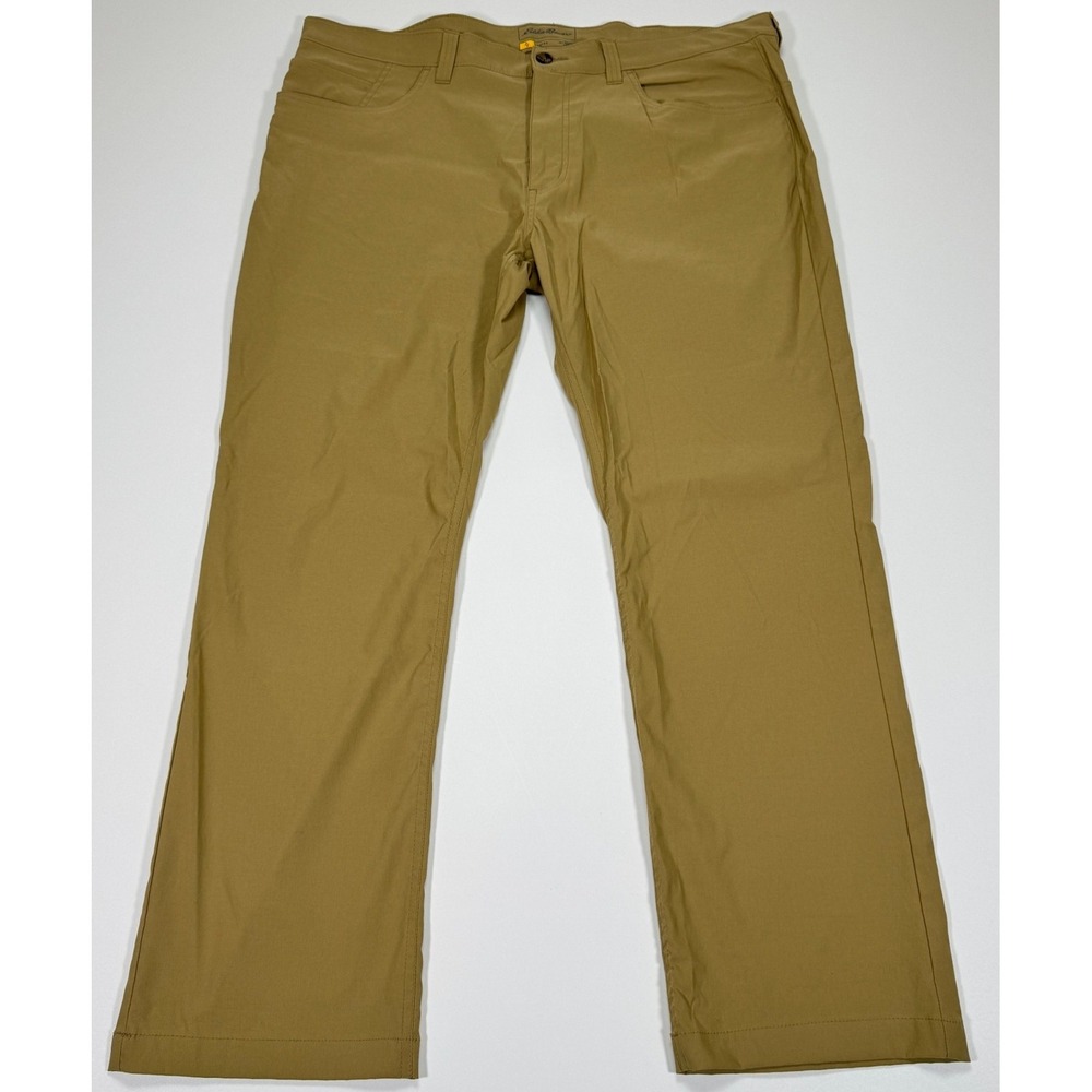 Eddie Bauer Travex Mens 40x30 Khaki Nylon Spandex Stretch Hiking Travel Pants